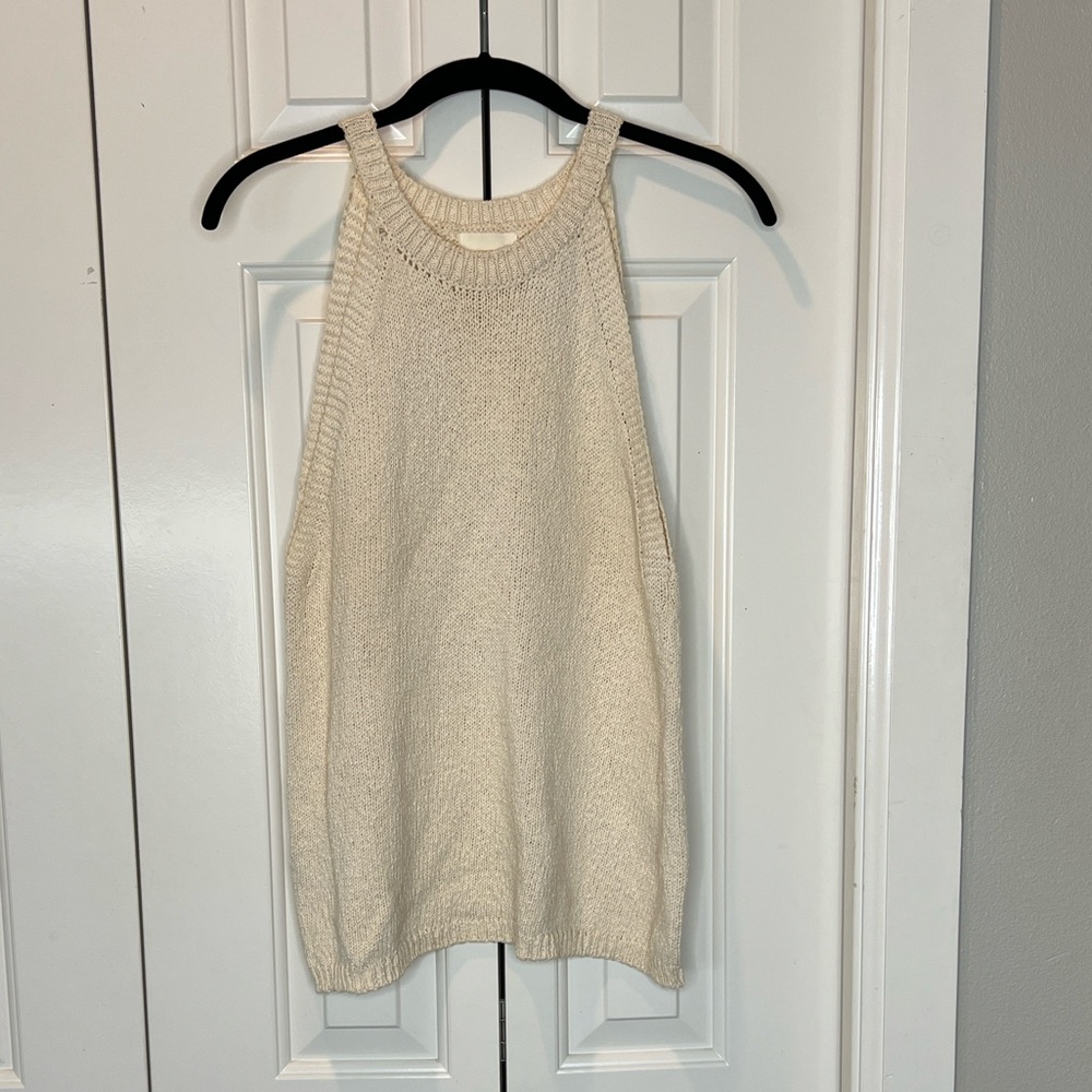 Anthropology “Maeve” knit ivory tank halter top ins size M